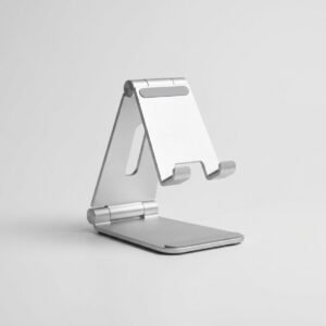 Support téléphone en aluminium brossé, angle réglable, base lestée